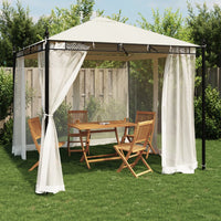vidaXL Gazebo con Pareti in Rete Crema 2,93x2,93 m in Acciaio