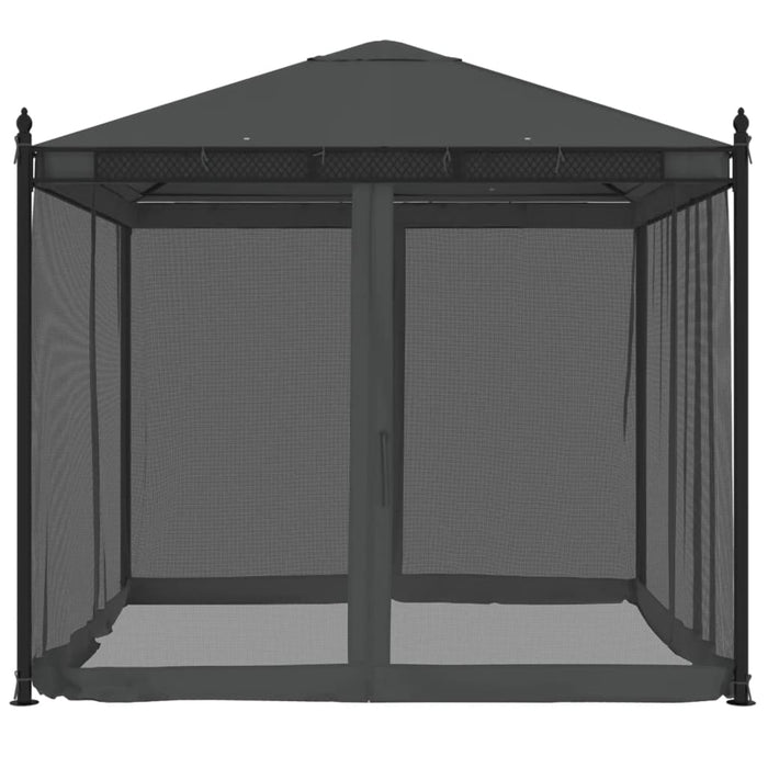 vidaXL Gazebo con Pareti in Rete Antracite 2,93x2,93 m in Acciaio