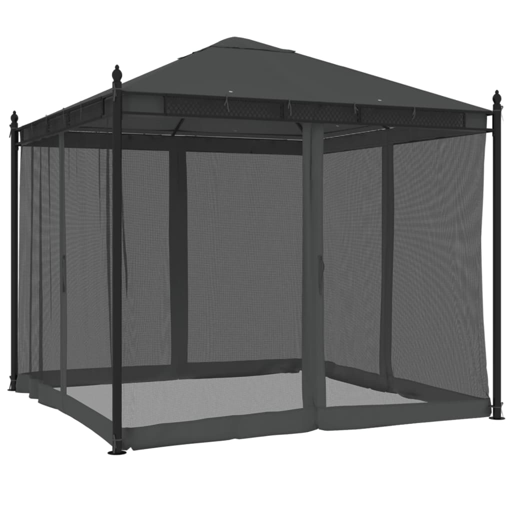 vidaXL Gazebo con Pareti in Rete Antracite 2,93x2,93 m in Acciaio