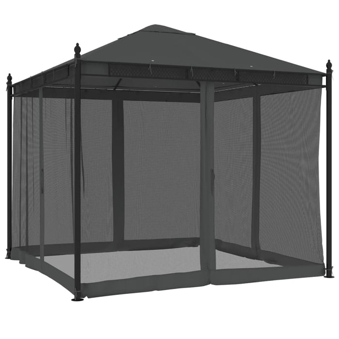 vidaXL Gazebo con Pareti in Rete Antracite 2,93x2,93 m in Acciaio