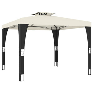 vidaXL Gazebo con Tetto Doppio Crema 2,98x2,98 m in Acciaio
