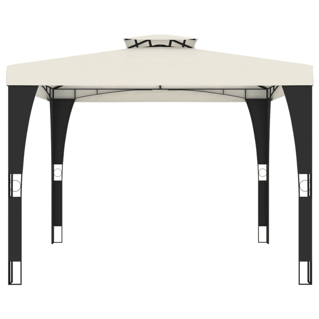 vidaXL Gazebo con Tetto Doppio Crema 2,98x2,98 m in Acciaio