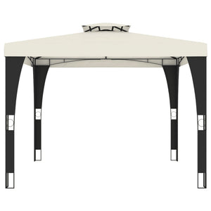 vidaXL Gazebo con Tetto Doppio Crema 2,98x2,98 m in Acciaio