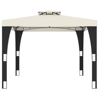 Gazebo con Tetto Doppio Crema 2,98x2,98 m in Acciaio 368440