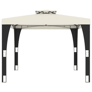 Gazebo con Tetto Doppio Crema 2,98x2,98 m in Acciaio 368440