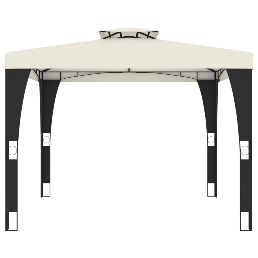 Gazebo con Tetto Doppio Crema 2,98x2,98 m in Acciaio 368440