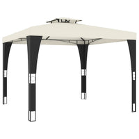 Gazebo con Tetto Doppio Crema 2,98x2,98 m in Acciaio 368440