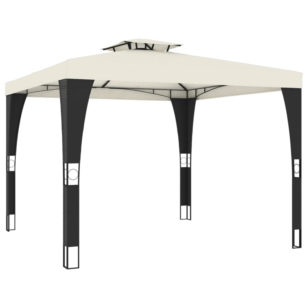 vidaXL Gazebo con Tetto Doppio Crema 2,98x2,98 m in Acciaio