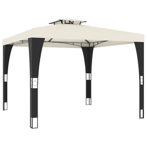 vidaXL Gazebo con Tetto Doppio Crema 2,98x2,98 m in Acciaio