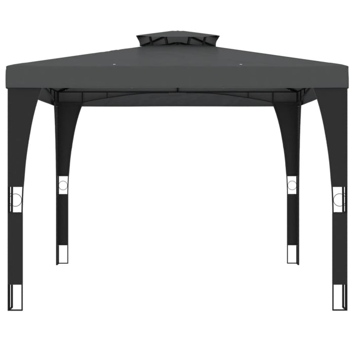 Gazebo con Tetto Doppio Antracite 2,98x2,98 m in Acciaio 368441