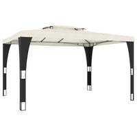 Gazebo con Tetto Doppio Crema 3,98x2,98 m in Acciaio 368442