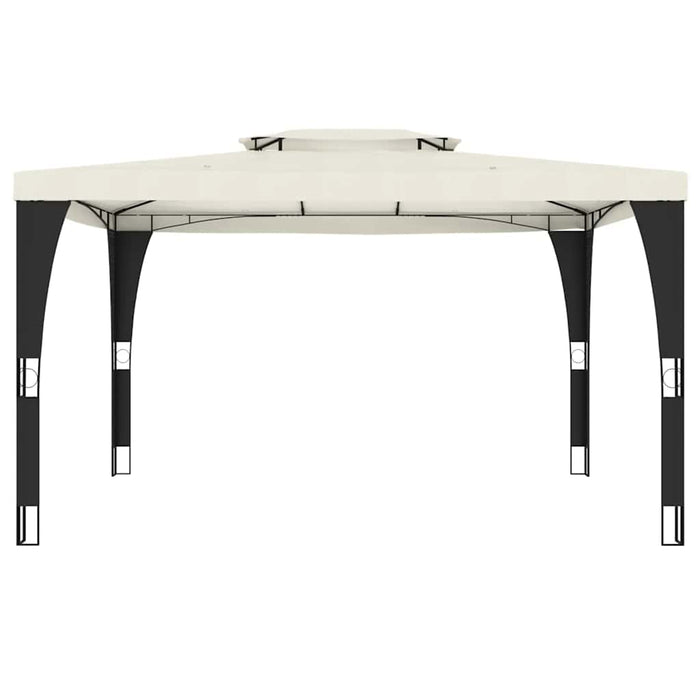 vidaXL Gazebo con Tetto Doppio Crema 3,98x2,98 m in Acciaio