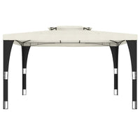 Gazebo con Tetto Doppio Crema 3,98x2,98 m in Acciaio 368442