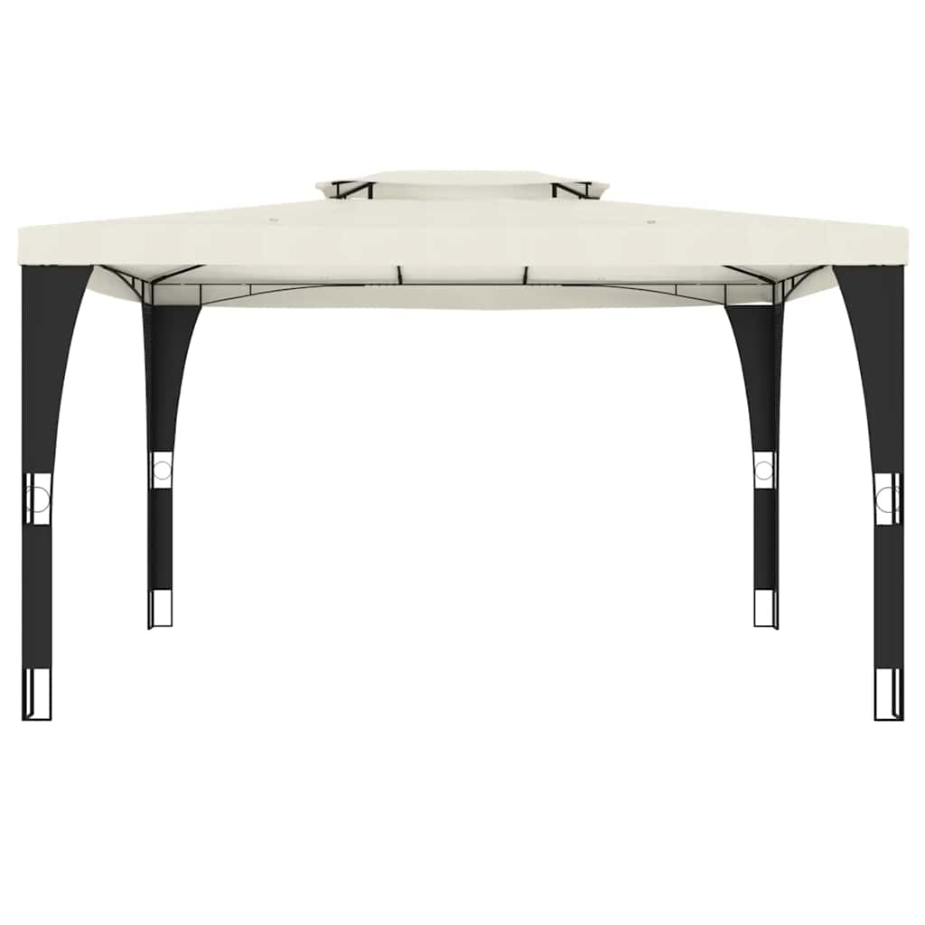 Gazebo con Tetto Doppio Crema 3,98x2,98 m in Acciaio 368442