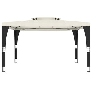 Gazebo con Tetto Doppio Crema 3,98x2,98 m in Acciaio 368442