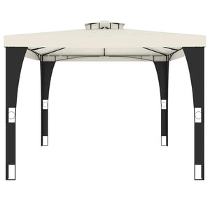 Gazebo con Tetto Doppio Crema 3,98x2,98 m in Acciaio 368442