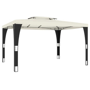 vidaXL Gazebo con Tetto Doppio Crema 3,98x2,98 m in Acciaio
