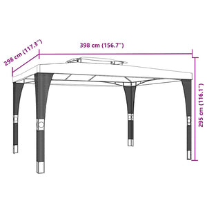 Gazebo con Tetto Doppio Crema 3,98x2,98 m in Acciaio 368442
