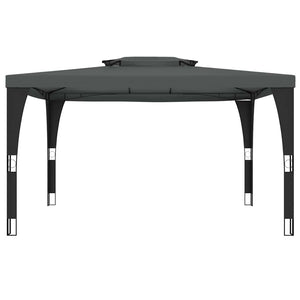 Gazebo con Tetto Doppio Antracite 3,98x2,98 m in Acciaio 368443