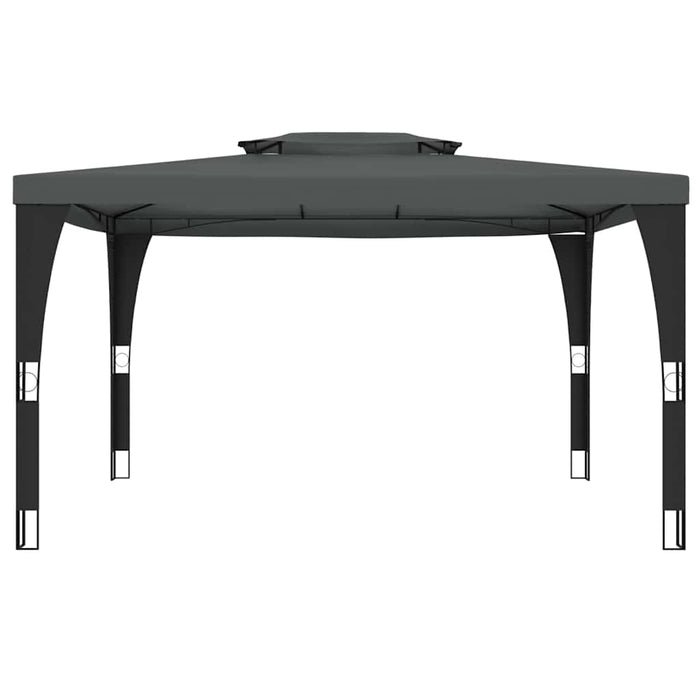 vidaXL Gazebo con Tetto Doppio Antracite 3,98x2,98 m in Acciaio
