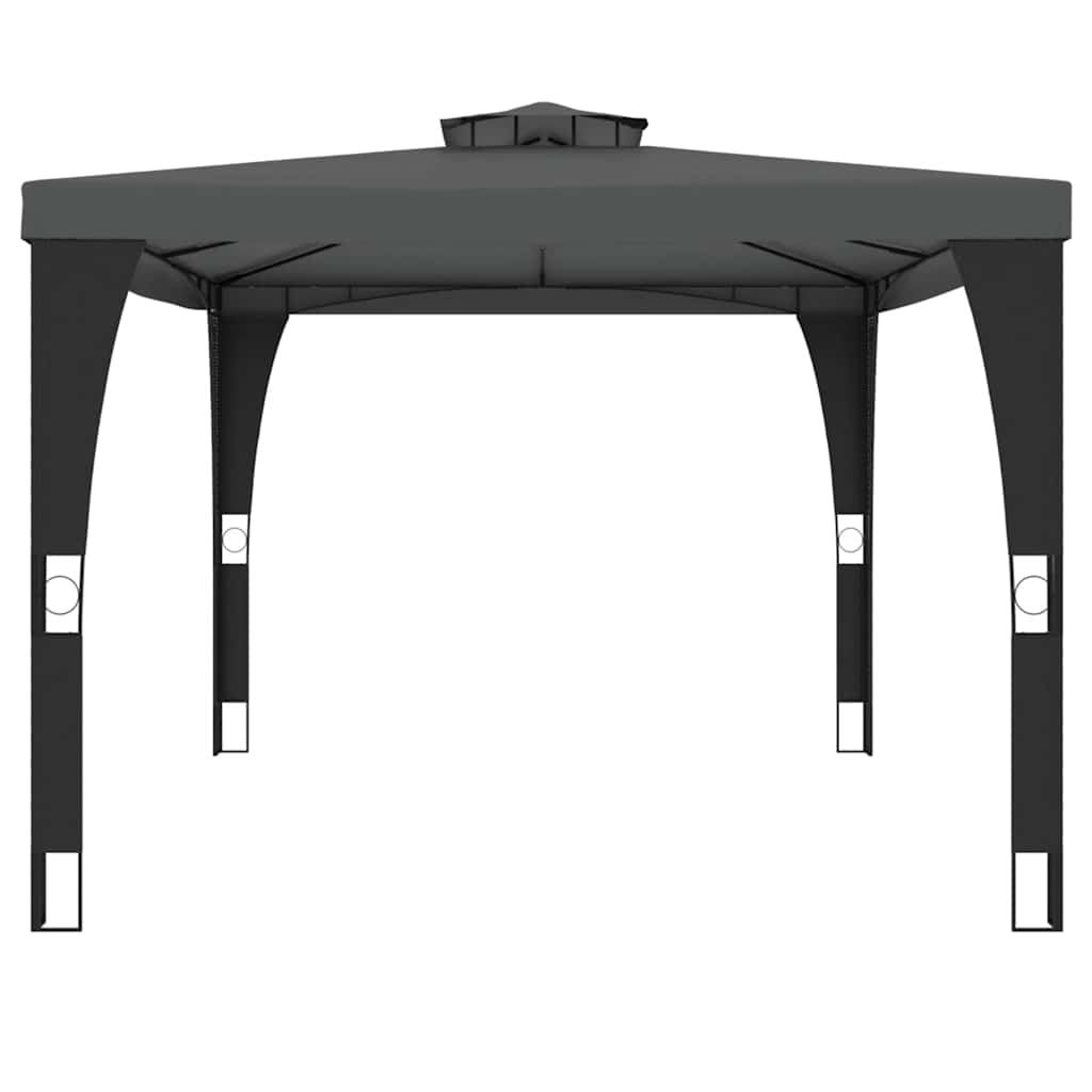 Gazebo con Tetto Doppio Antracite 3,98x2,98 m in Acciaio 368443