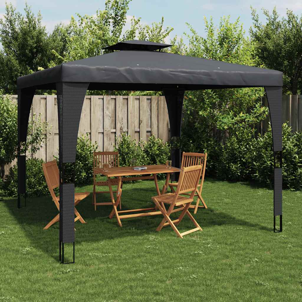 vidaXL Gazebo con Tetto Doppio Antracite 3,98x2,98 m in Acciaio
