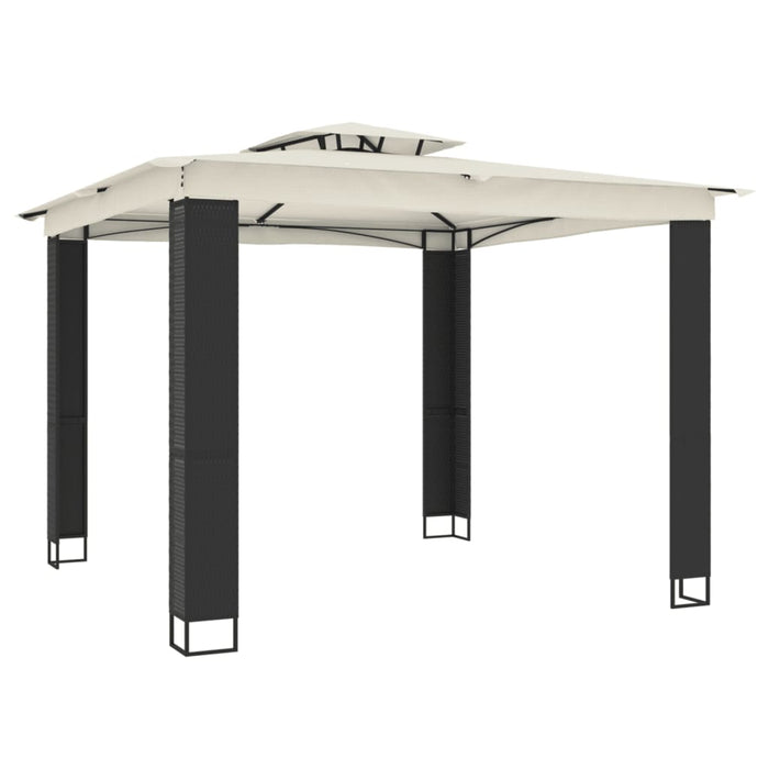 Gazebo con Tetto Doppio Crema 2,94x2,94 m in Acciaio