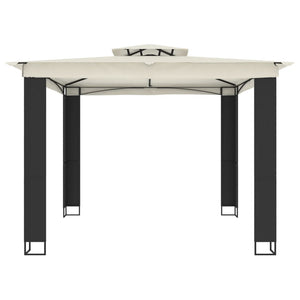 Gazebo con Tetto Doppio Crema 2,94x2,94 m in Acciaio 368444