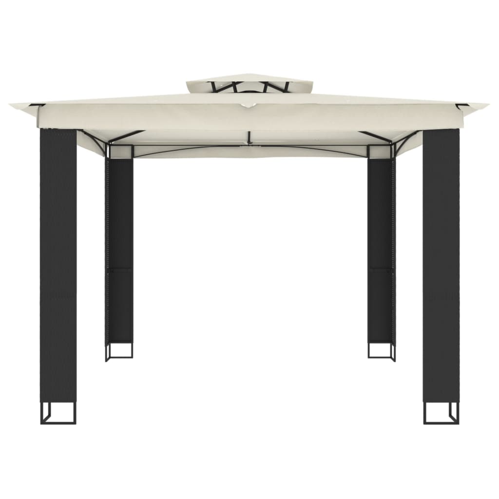 Gazebo con Tetto Doppio Crema 2,94x2,94 m in Acciaio