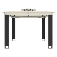 Gazebo con Tetto Doppio Crema 2,94x2,94 m in Acciaio