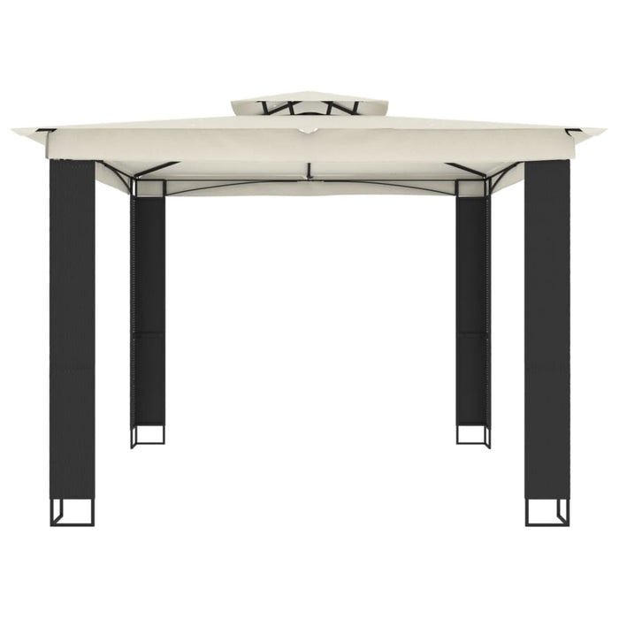 Gazebo con Tetto Doppio Crema 2,94x2,94 m in Acciaio