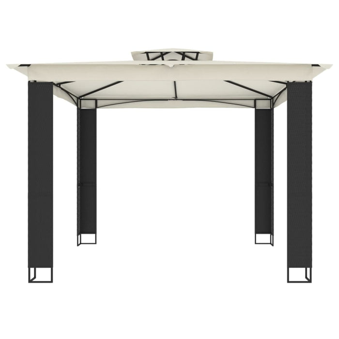 Gazebo con Tetto Doppio Crema 2,94x2,94 m in Acciaio