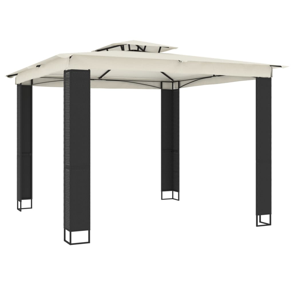Gazebo con Tetto Doppio Crema 2,94x2,94 m in Acciaio