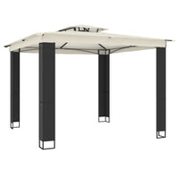 Gazebo con Tetto Doppio Crema 2,94x2,94 m in Acciaio