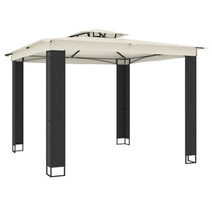 Gazebo con Tetto Doppio Crema 2,94x2,94 m in Acciaio