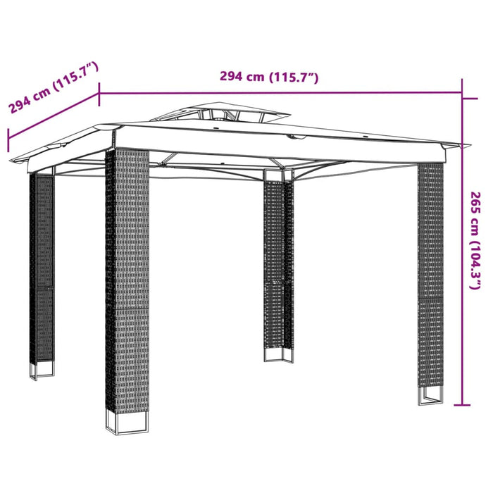 Gazebo con Tetto Doppio Antracite 2,94x2,94 m in Acciaio