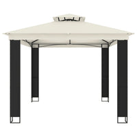 Gazebo con Tetto Doppio Crema 3,94x2,96 m in Acciaio 368446