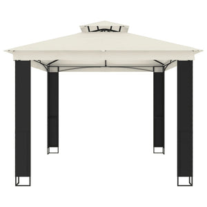 Gazebo con Tetto Doppio Crema 3,94x2,96 m in Acciaio 368446
