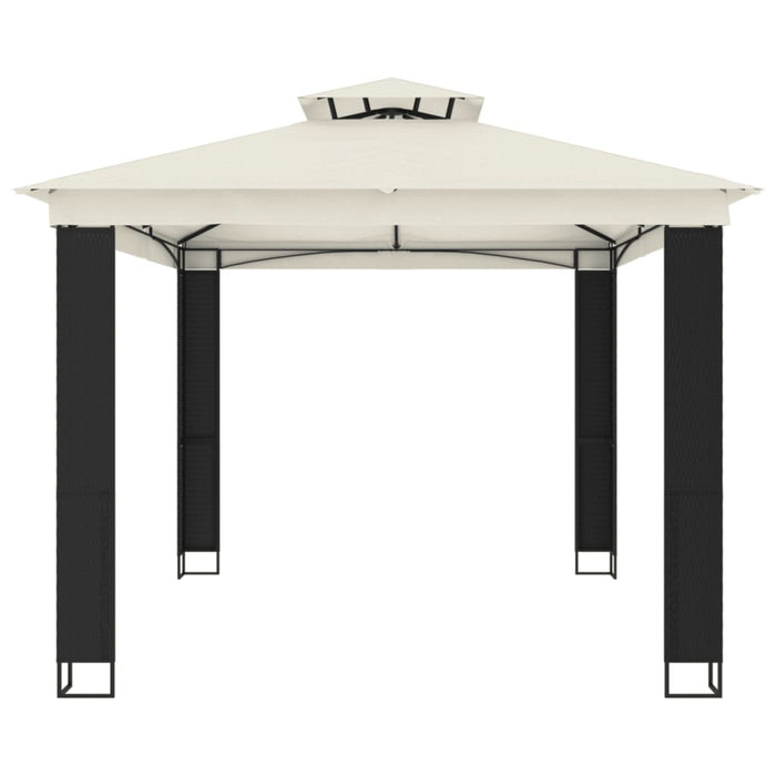 Gazebo con Tetto Doppio Crema 3,94x2,96 m in Acciaio 368446