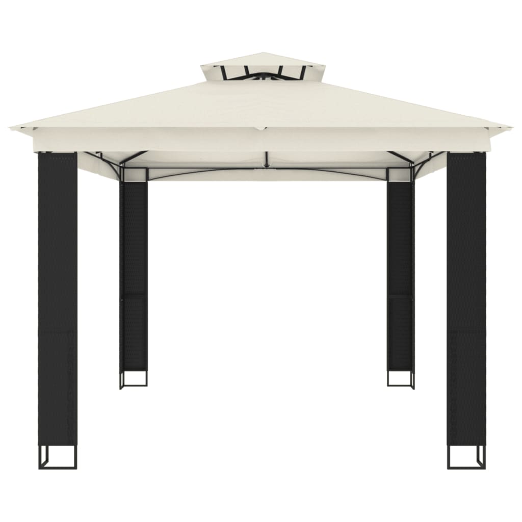 Gazebo con Tetto Doppio Crema 3,94x2,96 m in Acciaio 368446