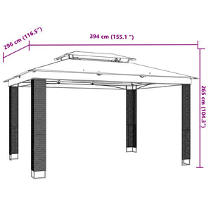 Gazebo con Tetto Doppio Crema 3,94x2,96 m in Acciaio 368446
