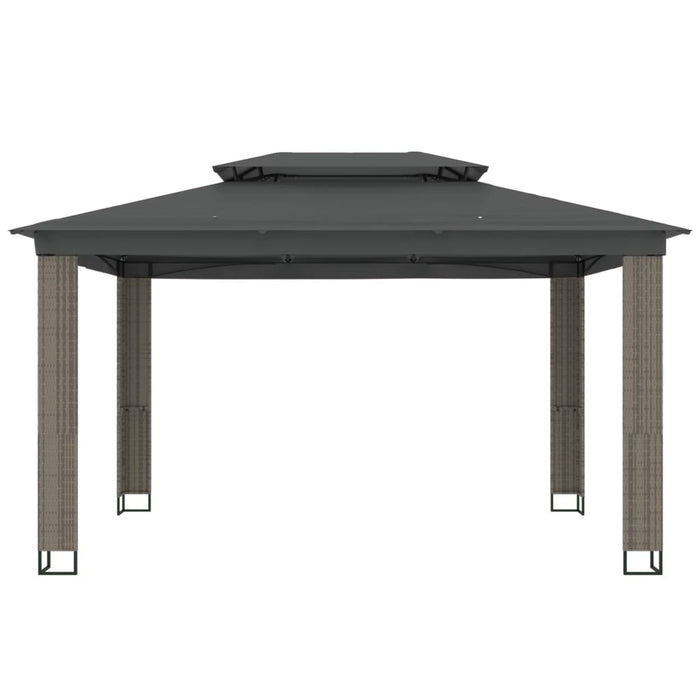 Gazebo con Tetto Doppio Antracite 3,94x2,96 m in Acciaio 368447