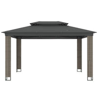 Gazebo con Tetto Doppio Antracite 3,94x2,96 m in Acciaio