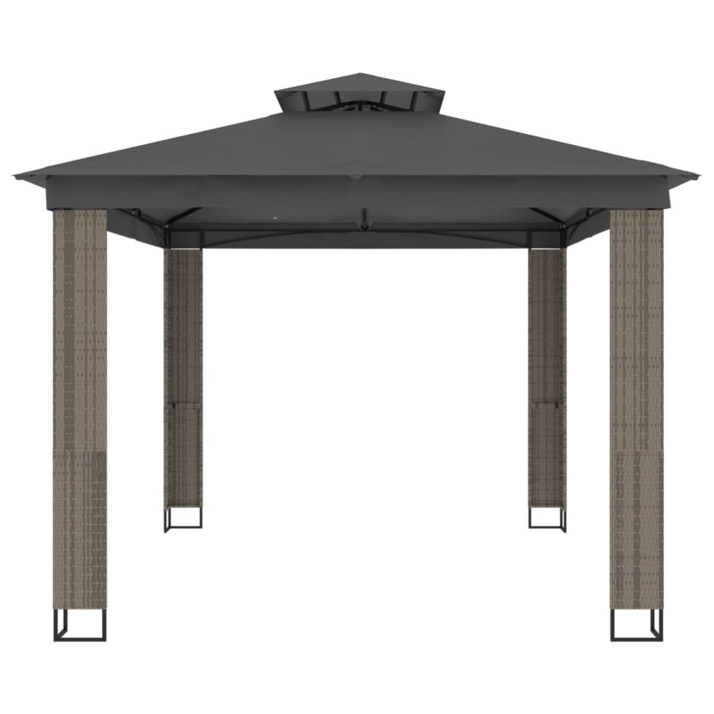 Gazebo con Tetto Doppio Antracite 3,94x2,96 m in Acciaio 368447