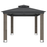 Gazebo con Tetto Doppio Antracite 3,94x2,96 m in Acciaio