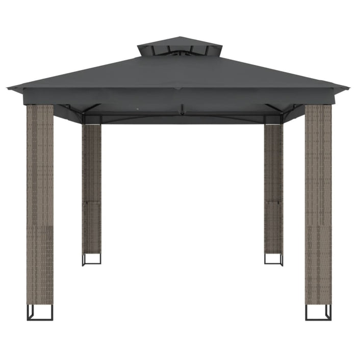 Gazebo con Tetto Doppio Antracite 3,94x2,96 m in Acciaio