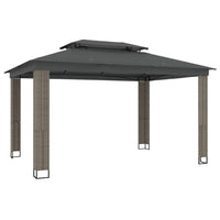 Gazebo con Tetto Doppio Antracite 3,94x2,96 m in Acciaio