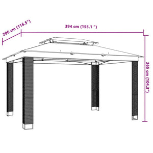 Gazebo con Tetto Doppio Antracite 3,94x2,96 m in Acciaio 368447