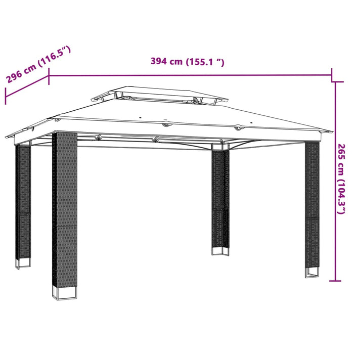 Gazebo con Tetto Doppio Antracite 3,94x2,96 m in Acciaio