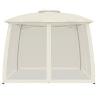 Gazebo con Tetto Doppio e Pareti Rete Crema 2,93x2,93 m Acciaio 368448